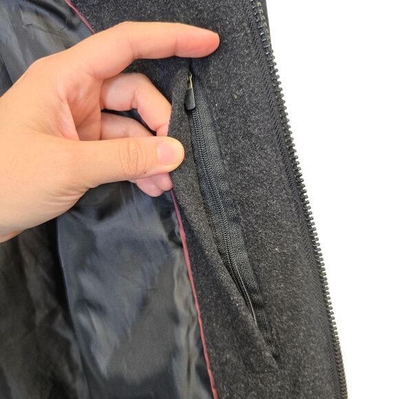 Dockers Men's L Charcoal Black Wool Blend Full Zip Bomber Coat Jacket - Picture 9 of 16